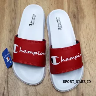 Sandal Slop Pria Wanita-Sandal Slide Premium-Putih Slop Merah