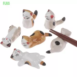 FLAS 1PC Japanese Style Ceramic Chopsticks Holder Cat Design Chopstick Rack