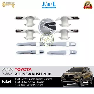 PAKET All New Rush 2018 Cover Handle Keyless + Outer Activo + Tank Cover Platinum Chrome JSL