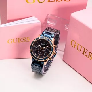 Promo Jam Tangan Wanita Guess Chrono Aktif Fullset Sesuai Gambar Kotak, Box, Buku & Baterai Cadangan ( Bisa COD ) H314B