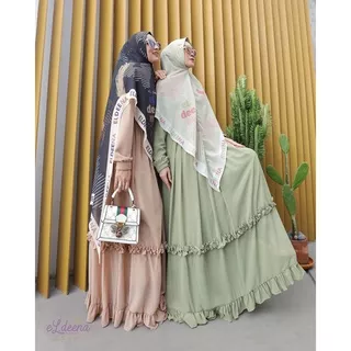 ZAHAWLA SET SYARI BY ELDEENA KANAYA ORIGINAL / Gamis Syari Ceruty Printing Set Khimar / Setelan dress baju gamis syar`i hijab wanita terbaru fashion muslim