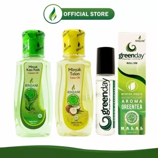 Minyak Kayu Putih Rinjani 50ml + Rinjani Minyak Telon 50ml + Greenday Roll On 9ml