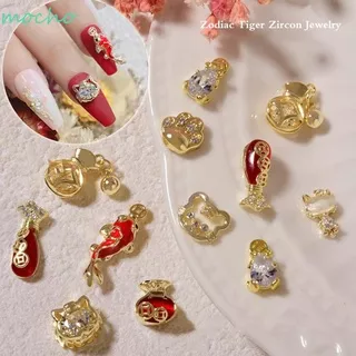 Dekorasi Nail Art Berlian Imitasi Desain Tahun Baru 2022 Untuk Wanita|Liontin Bentuk Kantong Uang Motif Shio Ikan Mas Warna Emas Untuk Perhiasan Manicure