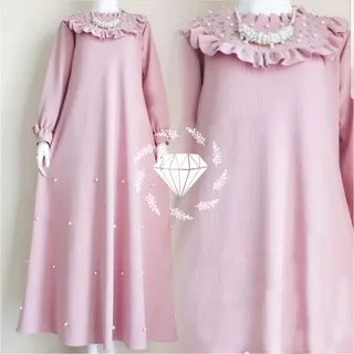 (SALE) MAXY DRESS GAMIS MUSLIM PEREMPUAN MOSCREPE AKSEN MUTIARA TEMBAK MX YOVITA