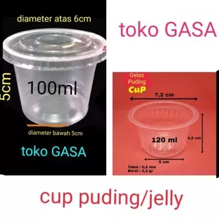 Cup Puding/Cup Jelly/Mika Pudding/gelas plastik agar2x/gelas puding/cup agar2x 100ml & 120ml +Tutup