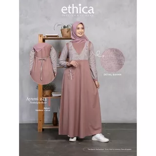 Baju Muslim Gamis Dewasa Ethica Ayumi 243 Metal Grey Dark Grey Nostalgia Rose dan Ash Rose