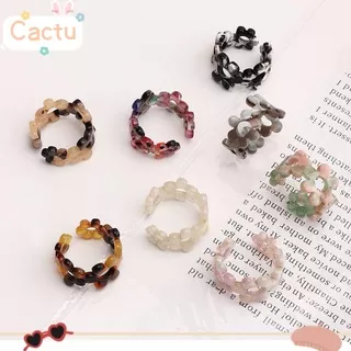 CACTU Lady Finger Ring Women Adjustable Ring Flower Acetic Acid Wedding Resin Acrylic Vintage Opening Rings