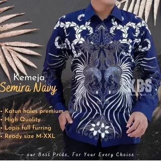 SEMIRA NAVY BATIK KANTOR KONDANGAN LENGAN PENDEK&PANJANG BAHAN KATUN PRIMISSIMA LAPIS FURING TERBARU