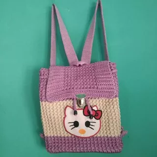 Tas Rajut wanita | Tas rajut motif hellokity