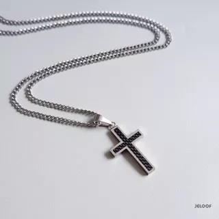 Jeloof Kalung Doves Titanium (FREE POUCH)| Stainless Steel Kalung Anti Karat | Doves Necklace Perhiasan Salib