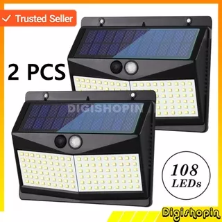 Lampu Taman Solar Panel Sensor Gerak 108 LED 2 PCS / Solar Lights Outdoor Motion Sensor Wall Lamp Night Security Waterproof Energy Saving Garden Path Yard Lighting / Lampu Tempel Tenaga Matahari