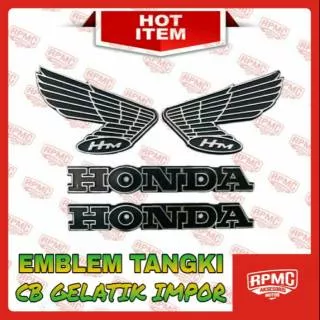 EMBLEM TANGKI CB100 GELATIK CB 100 GLATIK S90 LOGO HONDA SAYAP HM IMPOR ORIGINAL ORI