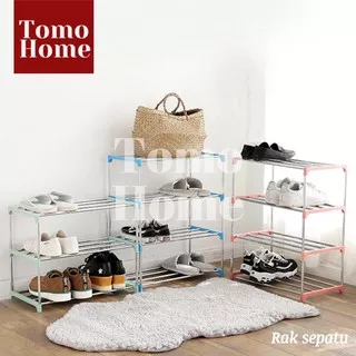 TOMO HOME Rak Sepatu Stainless 4 Susun Tempat Penyimpanan Sepatu Serbaguna