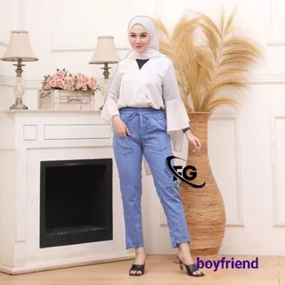 Celana Boyfriend Semi Jeans || Boyfriend Saku || Baggy Pants Jeans || Celana Jeans Kekinian || Pants Wanita