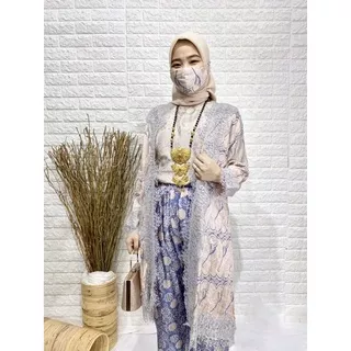 SET CELANA KULOT DAN ATASAN BATIK VISCOSE PREMIUM MIX LACE FREE BELT DAN MASKER STELAN BATIK WANITA