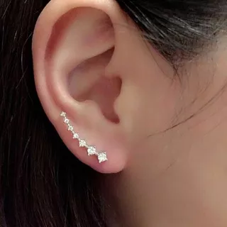 Korean style f fashion earrings a row of 7 diamonds inlaid rhinestone star stud earrings 210807