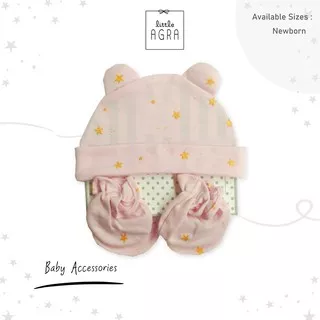Little Agra LA 803-5001 - Baby Pink - Hat, Glove & Socks - Topi, Sarung Tangan & Kaos Kaki Bayi