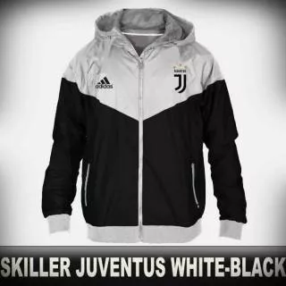 Jaket Bola Hoodie Pria / Wanita Juventus Kombinasi Warna Putih Hitam Harga Murah Casual Sporty