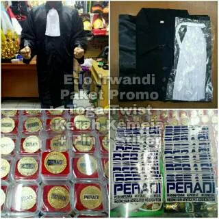 Toga Advokat Pengacara dan Jaksa Bahan Twist Gratis Pin PERADI dan Stiker PERADI