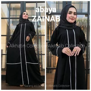 Alkhatib Collection Abaya Hitam Zainab Gamis Bahan Jetblack Saudi Ready Dress Muslim Wanita Termurah Promo