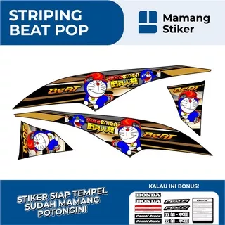 STRIPING HONDA BEAT POP FULL BODY VARIASI 3 DORAEMON/STIKER BEAT POP FI ORIGINAL/STICKER BEAT POP RACING KEREN/SIMPEL MINIMALIS ICON THAILOOK GRAFIS/2015 2016 2017 2018/LIS LIST MERAH PUTIH BIRU HITAM GOLD HIJAU KUNING