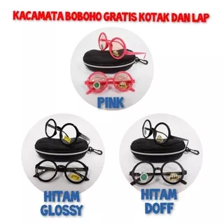Kacamata hitam anak fashion doff glossy sunglasses model bulat kaca bening transparan boboho pink