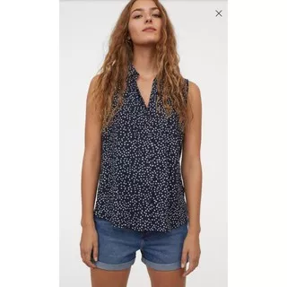 HNM Sleeveless Blouse Navy - White Spotted