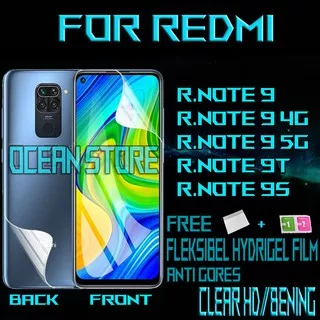 Clear HD/Hydrogel Antigores Jelly /Anti Gores Hydrogel/Depan & Belakang/Xiaomi Redmi Note 9/Note 9 5G/Note 9 4G/Note 9T/Note 9S | OS95