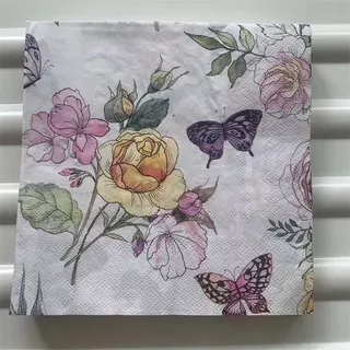 Decoupage napkins / Tisu decoupage 33x33cm motif bunga kupu