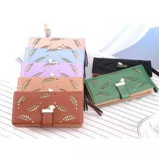 Indolapak Dompet Panjang Wanita Motif Daun Emas Import / Dompet Lipat Women Wallet Leaf Pattern 173