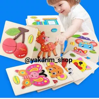 Mainan Edukatif Puzzle Kayu Tema Hewan / Puzzle Jigsaw / Puzzle Mini