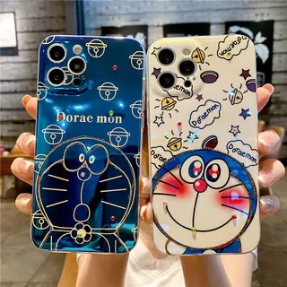 VIVO X70 S10 S9 X60 V20 Pro Y50 Y30 Y20 Y20S Y20i Y12S V15 Y19 Y17 Y12 Y11 Y15 Y1S S1 Pro Y97 Y93 Y91C Y85 V9 X50 X30 Pro X27 X23 X21 X20 V5 Plus V11i Rhinestone Phone Case Soft TPU Casing White and Blue Doraemon Casing
