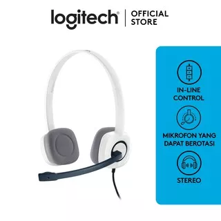 Logitech H150 Stereo Headset dengan Mikrofon Noise-Cancelling dan Dual Plug - Cloud White