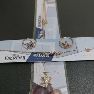 Kalung, gelang serut, cincin frozen batu putih dan biru UBS kadar 8K 375