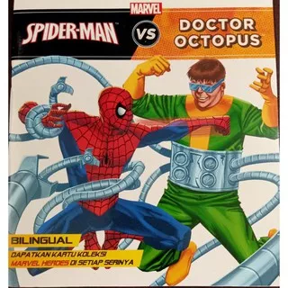 Buku cerita anak Marvel  Spiderman vs Doctor Octopus ( Bilingual) + Bonus kartu Marvel heroes