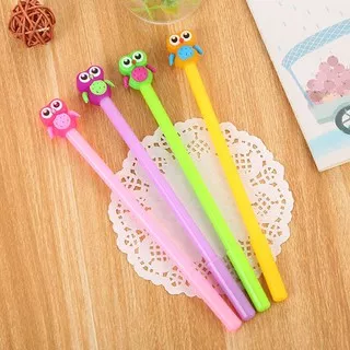 MK786 PULPEN KARAKTER BURUNG HANTU LUCU CUTE OWL FULLBODY TINTA GEL BLACK 0.38MM