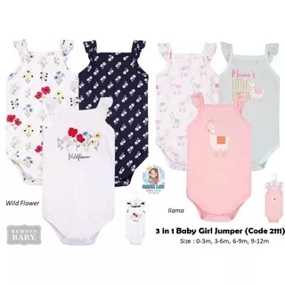 JUMPER IMPOR 3 IN 1 HUDSON BABY GIRL / OVERALL BAYI PEREMPUAN / BABY GIFT KADO BAYI PEREMPUAN /  NEW BORN HADIAH BAYI CEWEK BAJU BABY CEWE  BARU LAHIR O BULAN 3 BULAN 6 BULAN 9 BULAN 12 BULAN  1 TAHUN  BAJU BAYI IMPOR / BABY GIFT SET 3 PCS BODYSUIT BABY