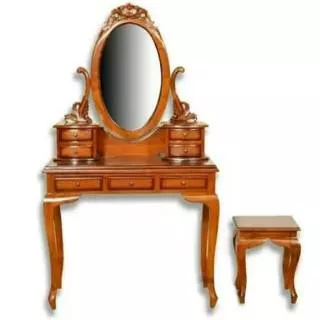 Meja rias cermin ukir Jepara hias kayu Jati kaca kursi asli Jepara ukiran kayu murah