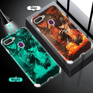 Anime ONE PIECE D· Ace Night Glowing Soft Casing Hp Oppo A5s Reno5 A5 2020 A9 2020 A15 A15s A53 2020 A31 2020 F9 Realme 2 Pro F11 A7 A12 A11k Luminous Anti-fall Silikon Glitter Cases & Covers