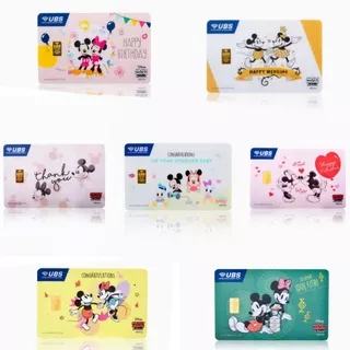 Mickey Minnie Disney UBS Kartu/Card Mickey Minnie Mouse Congratulations, Happy Birthday, Thank You, New Born Baby, Wedding, Valentine, Idul Fitri 0.5