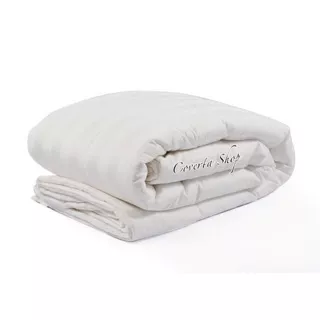 Bed Cover Hotel Putih Salur / Kotak Dobby Comforter 240x230cm (Tanpa Sprei)