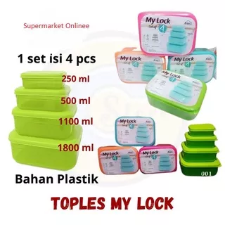 BIGGY My Lock Sealware Set 4pcs /Tempat Penyimpanan Serbaguna KomplitMY LOCK SET Sealware set  BIGGY ISI 4 pcs
