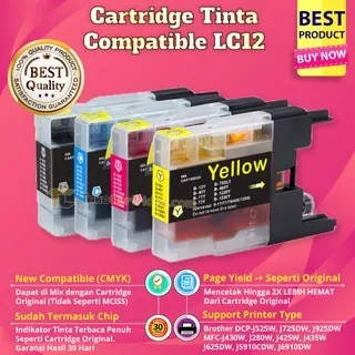 Cartridge Tinta Compatible LC12 LC40 LC71 LC73 LC75 LC400 LC1220 LC1240, Tinta Printer Brother DCP-J525W J725DW J925DW MFC-J430W J280W J425W J435W J625DW J5910CDW J6910DW