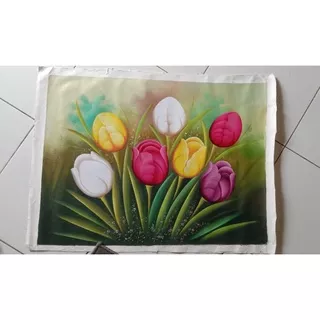 Lukisan bunga tulip,Lukisan asli kanvas,Ukuran 60×80