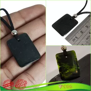 Liontin Cowok Cewek Keren Simple Batu Natural Black Jade Giok Hitam