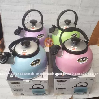 Ceret Teko siul bunyi 2,5 liter, 3 Liter, 3,5 liter kettle ketel rebus masak air maspion rigoletto warna pastel unik lucu biru ungu pink ping hijau mikado