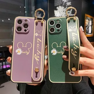 Samsung A31 A51 A71 A50s A30s A50 A7 S20 Ultra A70 A20 A30 A10 M10 S10 S8 S9 Plus Note 20 8 9 10 Green & Purple Cartoon Lucky Mouse Style Soft TPU Case Cover + Wristband 608 609 GNC