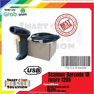 Barcode Scanner Laser 1D Iware 1205 USB Handheld Non Stand