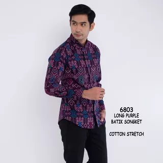 Kemeja Batik Pria Lengan Panjang Ungu Long Batik Purple Songket Murah Distro 6803