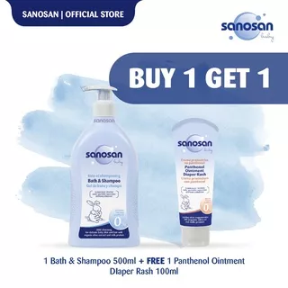 SANOSAN Baby 1 pcs Bath & Shampoo 500ml FREE 1 pcs Panthenol Ointment Diaper Rash 100ml